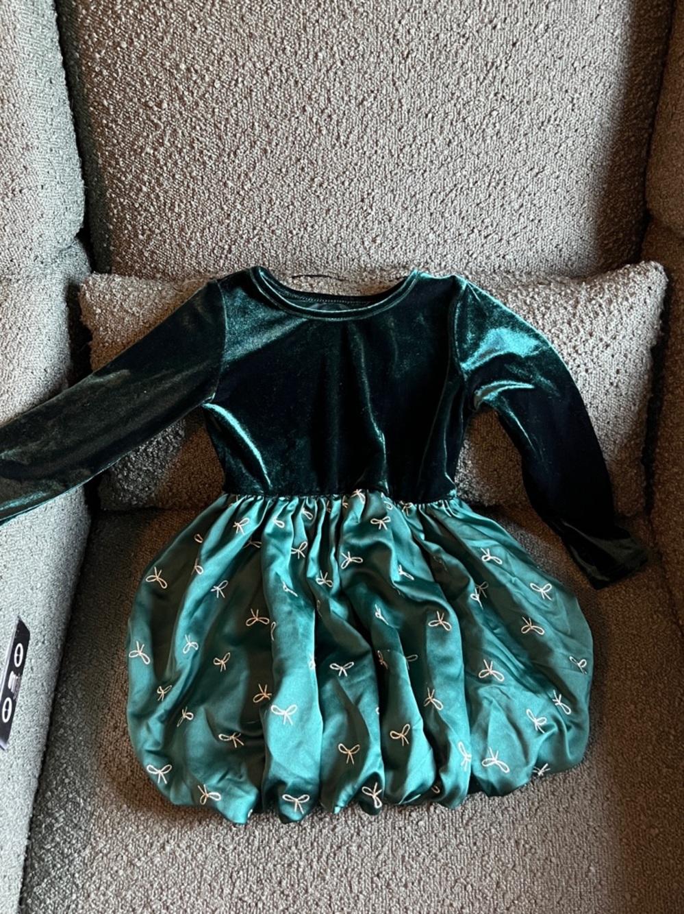 Girls' Emerald Green Velvet Holiday Dress